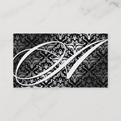 311-Dazzle Me Damask - A Monogram Black Business Cards