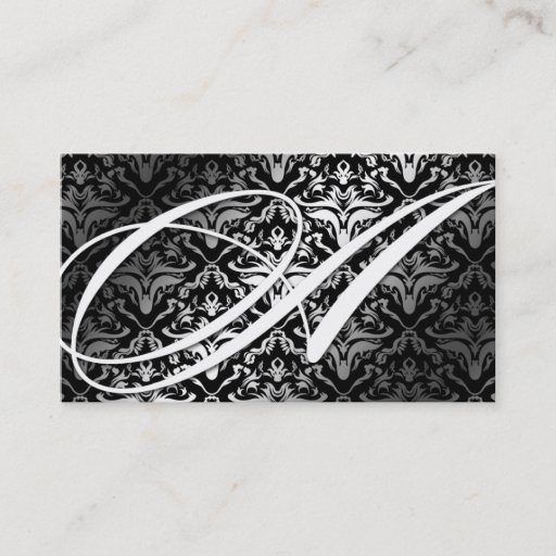 Customizable 311-Dazzle Me Damask - A Monogram Black Business Cards