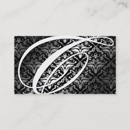 311-Dazzle Me Damask -C Monogram Black Business Card Templates