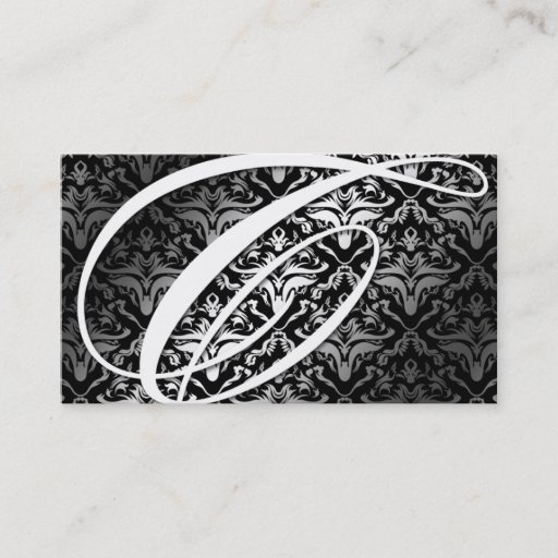 Customizable 311-Dazzle Me Damask -C Monogram Black Business Card Templates