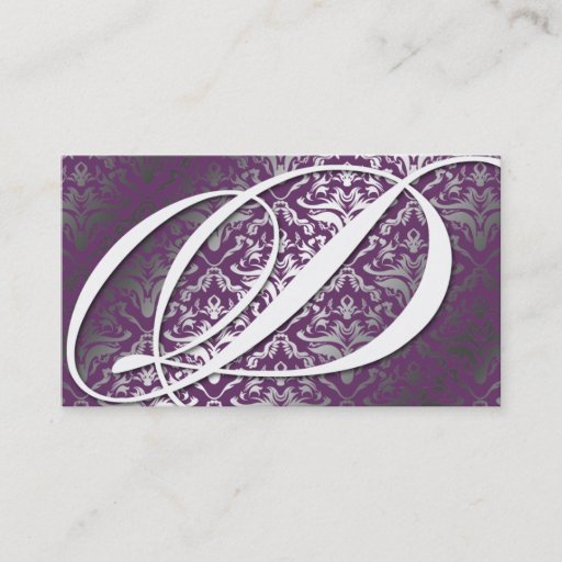 Customizable 311-Dazzle Me Damask - D Monogram Purple Business Cards