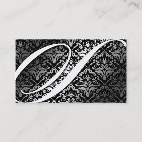 311-Dazzle Me Damask - S Monogram Black Business Card Templates