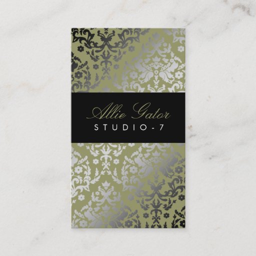 Customizable 311 Dazzling Damask Alligator Business Card