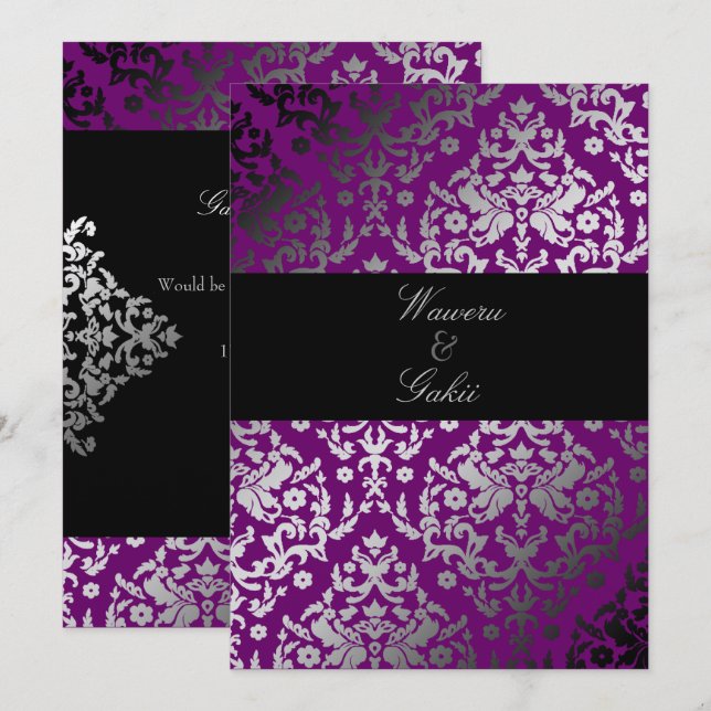 311-Dazzling Damask Extraordinary Purple Invitation (Front/Back)