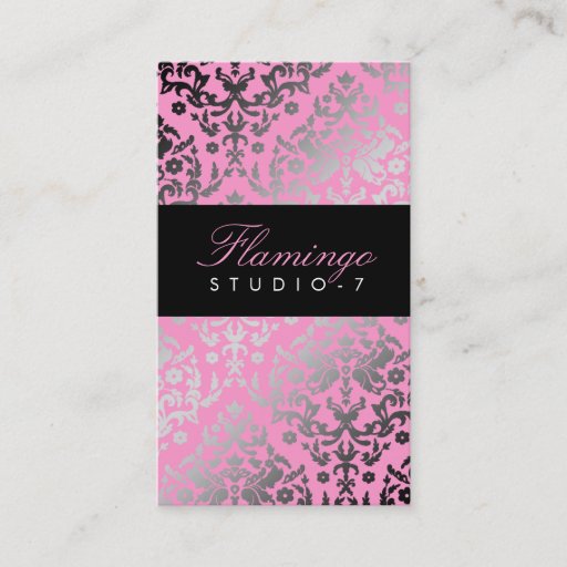 Customizable 311 Dazzling Damask Flamingo Business Card
