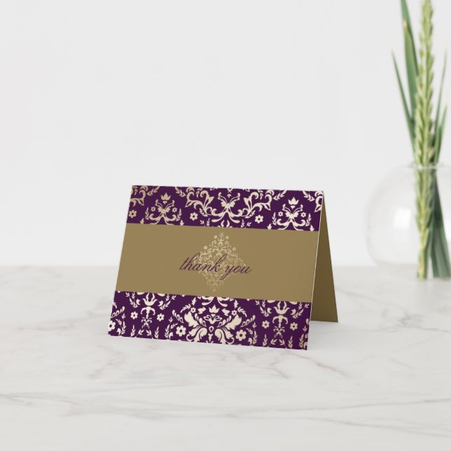 311-Dazzling Damask Gold Eggplant Thank you (Front)