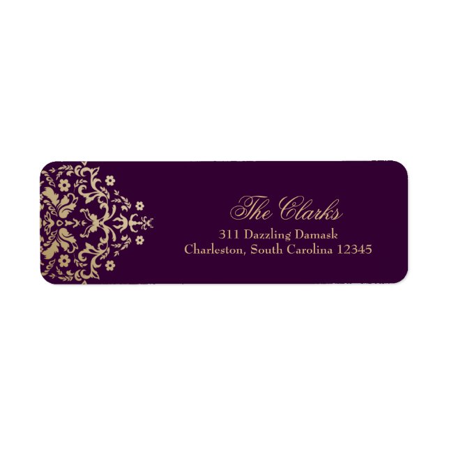 311 Dazzling Damask Gold Ivory Deep Purple Label (Front)