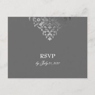 311-Dazzling Damask Gray Storm RSVP card