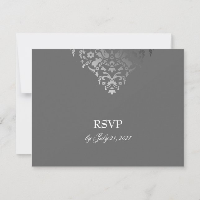 311-Dazzling Damask Gray Storm RSVP card (Front)