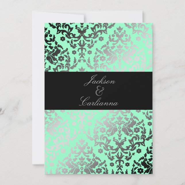311 Dazzling Damask Mint Invitation (Front)