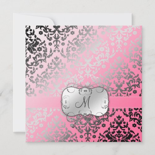 311 Dazzling Damask Pink Flamingo Personalized Invitation