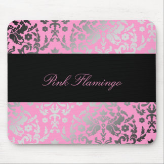311-Dazzling Damask Pink Flamingo Mouse Pad