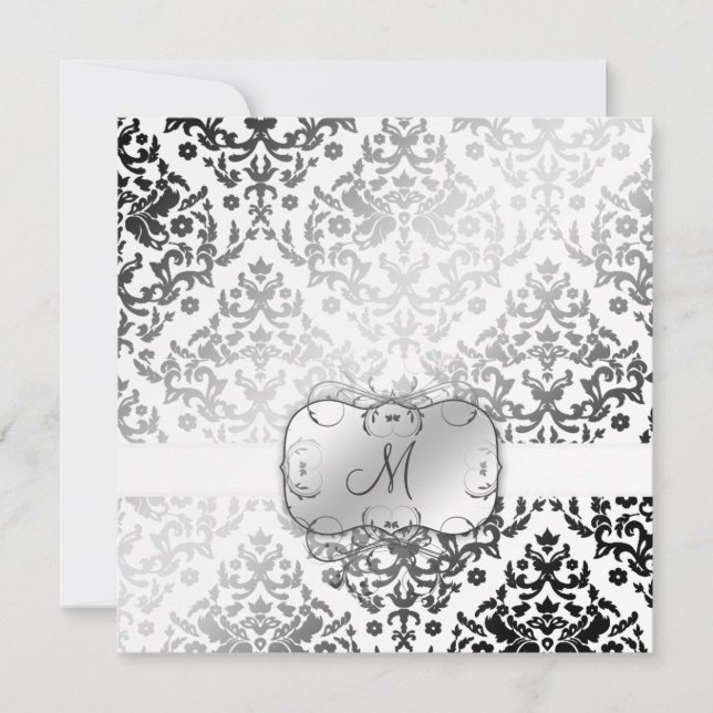 311-Dazzling Damask | Polar Bear Invitation (Front)