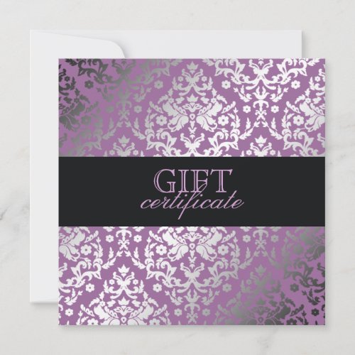 311 Dazzling Damask Purple Plush Gift Certificate Custom Invite