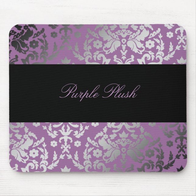 311-Dazzling Damask Purple Plush Mouse Pad (Front)