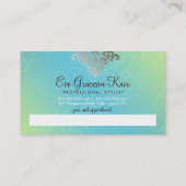 311 Dazzling Damask Turquoise & Lime Appointment Card (Back)