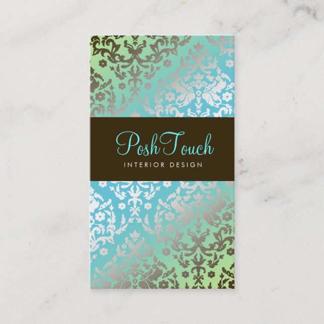 311 Dazzling Damask Turquoise & Lime Appointment Card (Front)