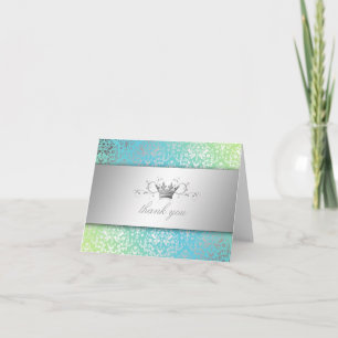 311-Dazzling Damask Turquoise & Lime Thank you