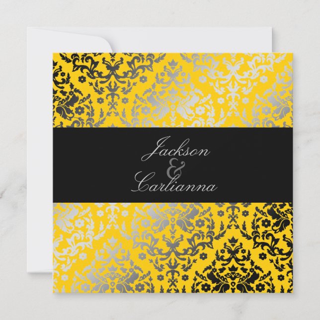 311-Dazzling Damask Yellow Jacket Invitation (Front)