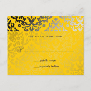 311-Dazzling Damask Yellow Jacket RSVP card