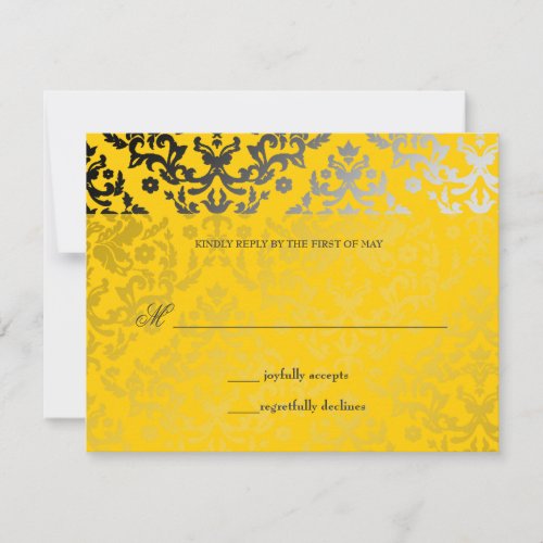 311-Dazzling Damask Yellow Jacket RSVP card