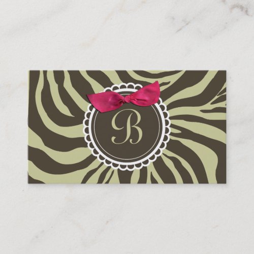 311-Delectably Sweet Chocolate Moss Zebra Bow Business Card Template