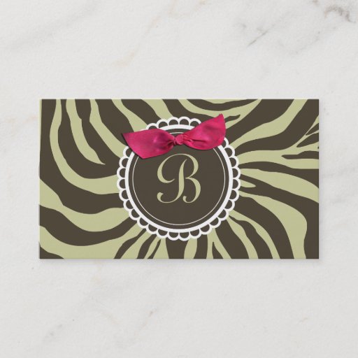 Customizable 311-Delectably Sweet Chocolate Moss Zebra Bow Business Card Template