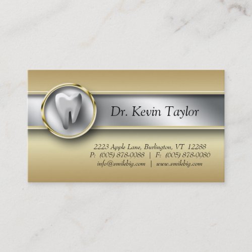 311 Dental Molar Business Card Gold Metalic Silver