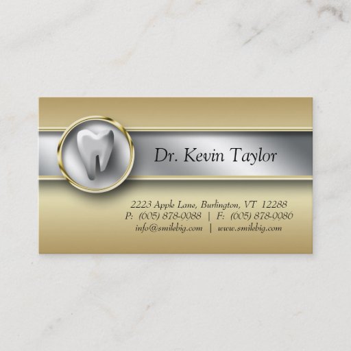 Customizable Dental Molar Business Card Gold Metallic Silver