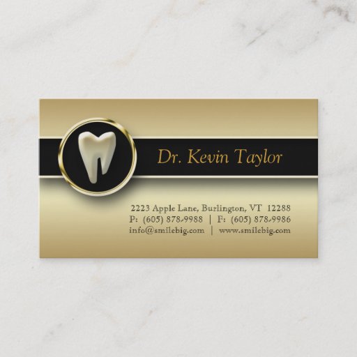 Customizable Dental Molar Business Card Gold Metallic