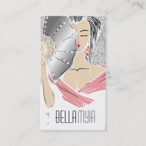 311-Diamond Geisha | Gray Shimmer Business Card Template