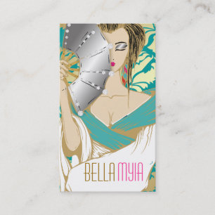311-Diamond Geisha   Turquoise Gold Business Card