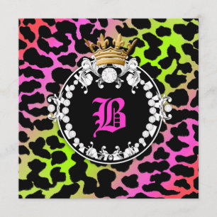 311 Diamond Medallion Leopard Neon Cherry Invitation