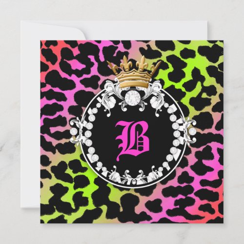 311 Diamond Medallion Leopard Neon Cherry Custom Invitations