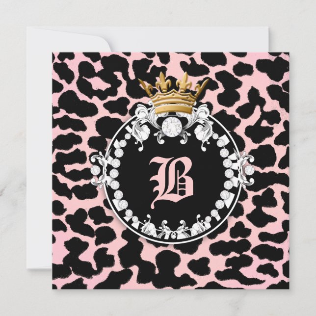 311 Diamond Medallion Leopard Peach Invitation (Front)