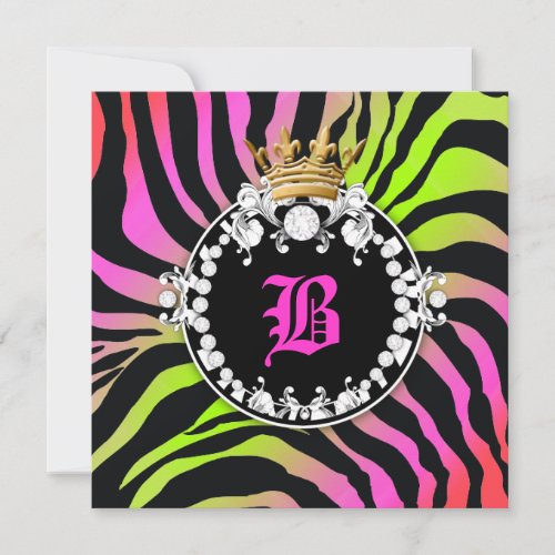 311 Diamond Medallion Zebra Neon Cherry Invites
