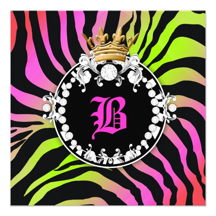 311 Diamond Medallion Zebra Neon Cherry Invites