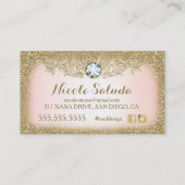 311 Diamond Vintage Glam Gold Glitter Horizontal Business Card (Back)