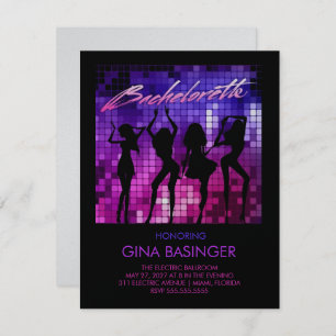 311 Disco Bachelorette Dancing Girls Metallic Invitation
