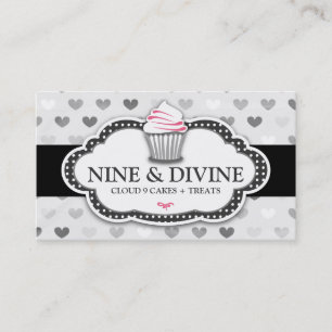 311 Divine Gray Hearts Cupcake Business Card