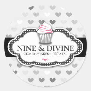 311 Divine Gray Hearts Cupcake Sticker