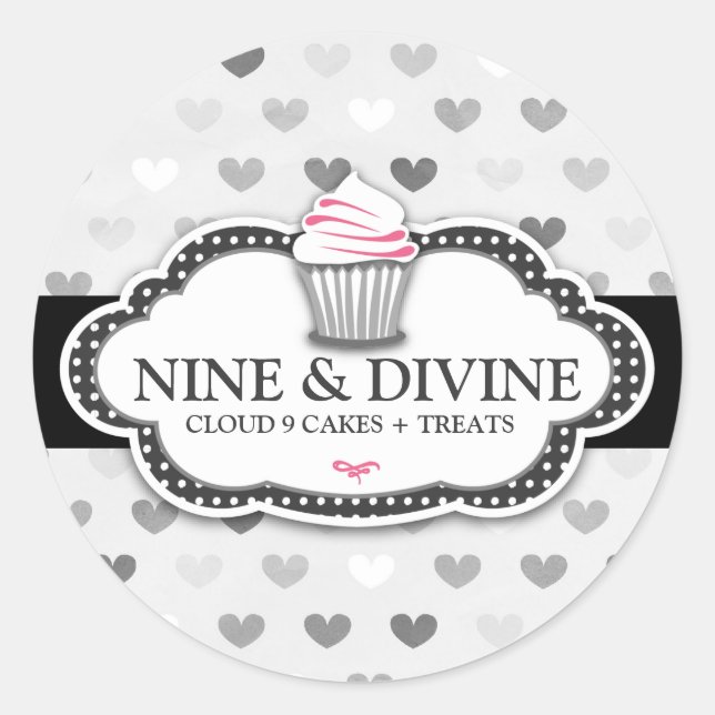 311 Divine Gray Hearts Cupcake Sticker (Front)