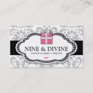 311 Divine Gray White Damask Gift Box Business Card
