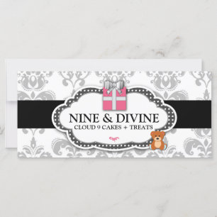 311 Divine Gray White Damask Gift Box & Teddy Bear