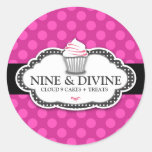 311 Divine Pink Dots Cupcakes Classic Round Sticker at Zazzle