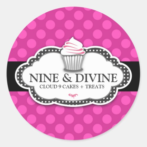311 Divine Pink Dots Cupcakes Classic Round Sticker