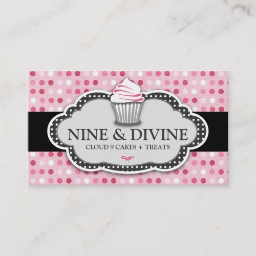 311 Divine Pink Polka Dot Cupcakes Business Card