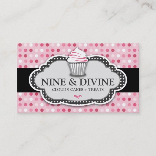 Customizable 311 Divine Pink Polka Dot Cupcakes Business Card