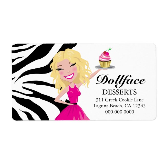 311 Dollface Desserts Blondie Zebra Print Label (Front)