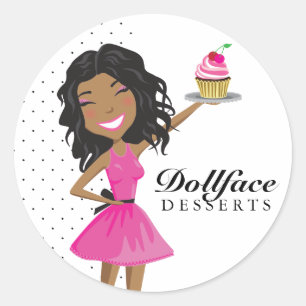 311 Dollface Desserts Ebonie in Pink Classic Round Sticker